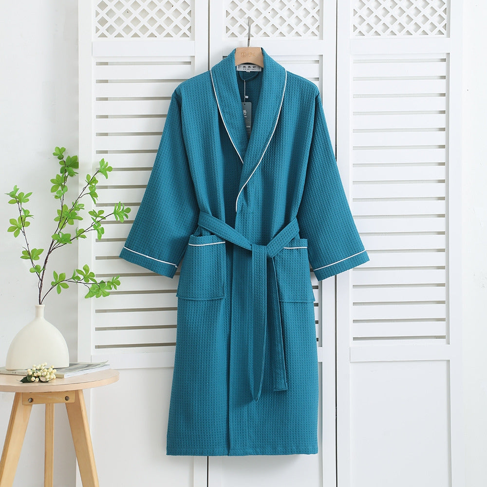 Fleur - Women's Waffle Weave Cotton Bathrobe