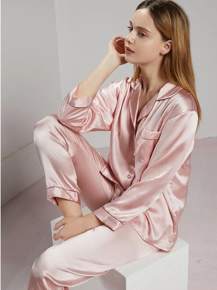 Flora - Women's Long Sleeve Satin Pajama Set