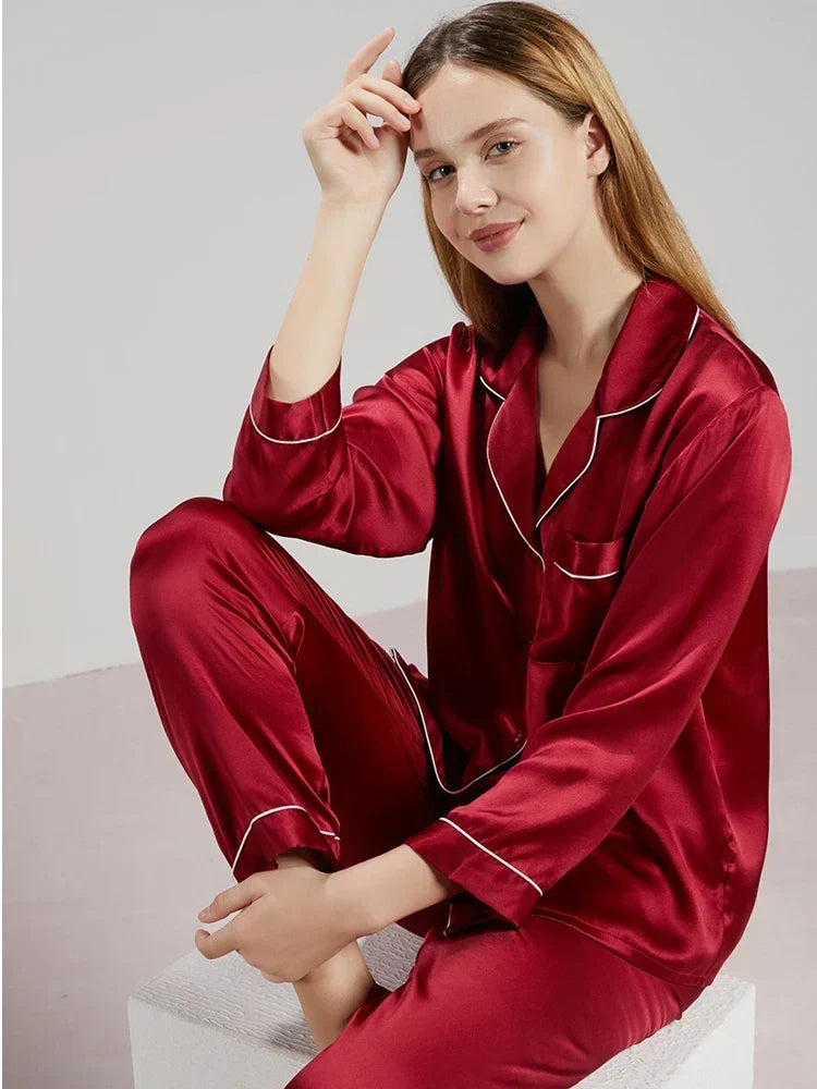 Flora - Women's Long Sleeve Satin Pajama Set