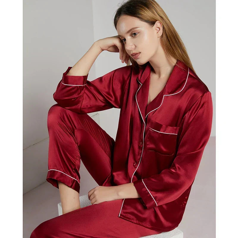Flora - Women's Long Sleeve Satin Pajama Set