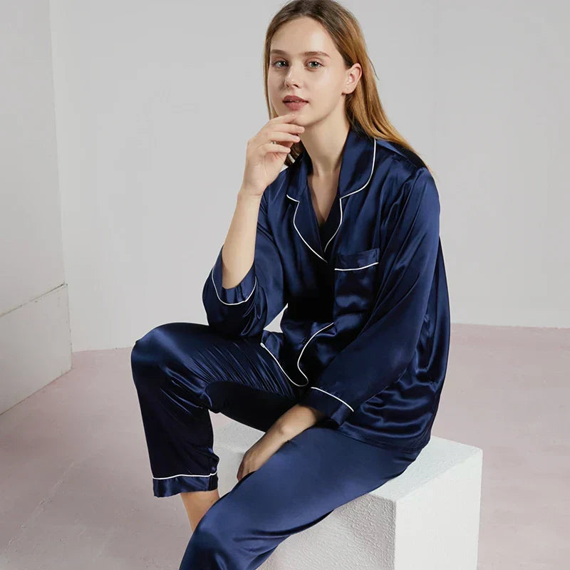 Flora - Women's Long Sleeve Satin Pajama Set