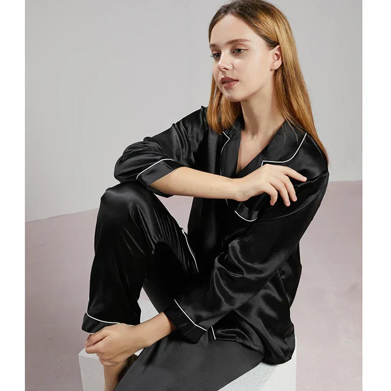 Flora - Women's Long Sleeve Satin Pajama Set