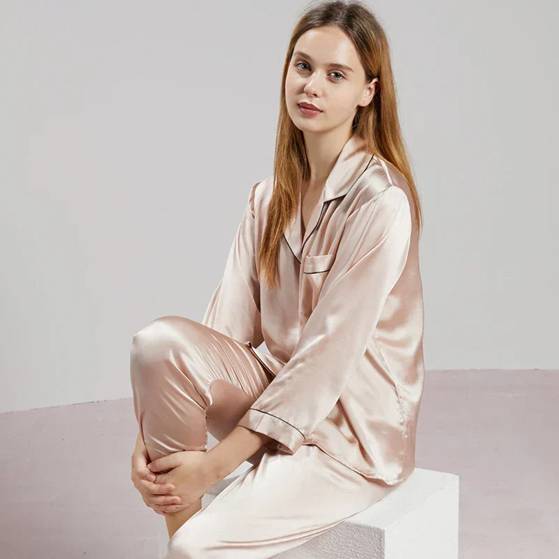 Flora - Women's Long Sleeve Satin Pajama Set