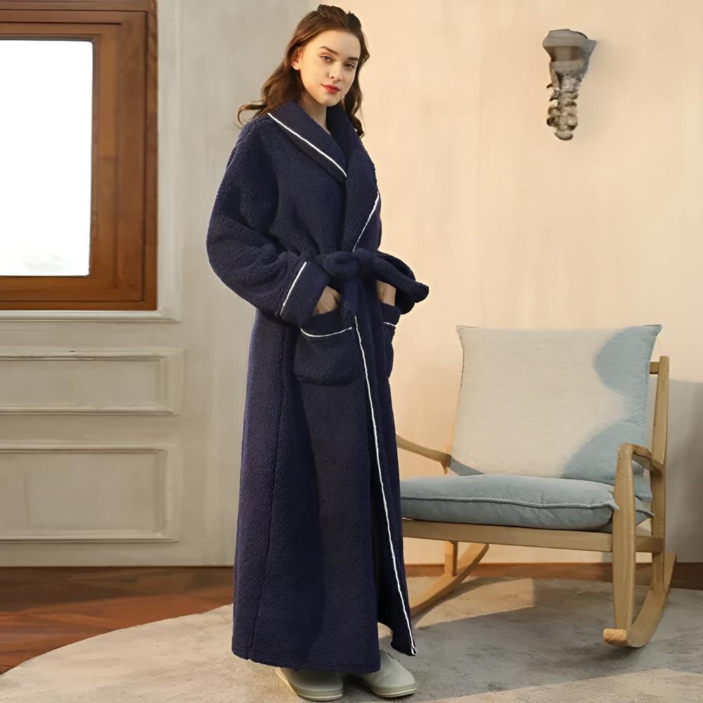 Frances - Women's Sherpa Fleece Hooded Bathrobe