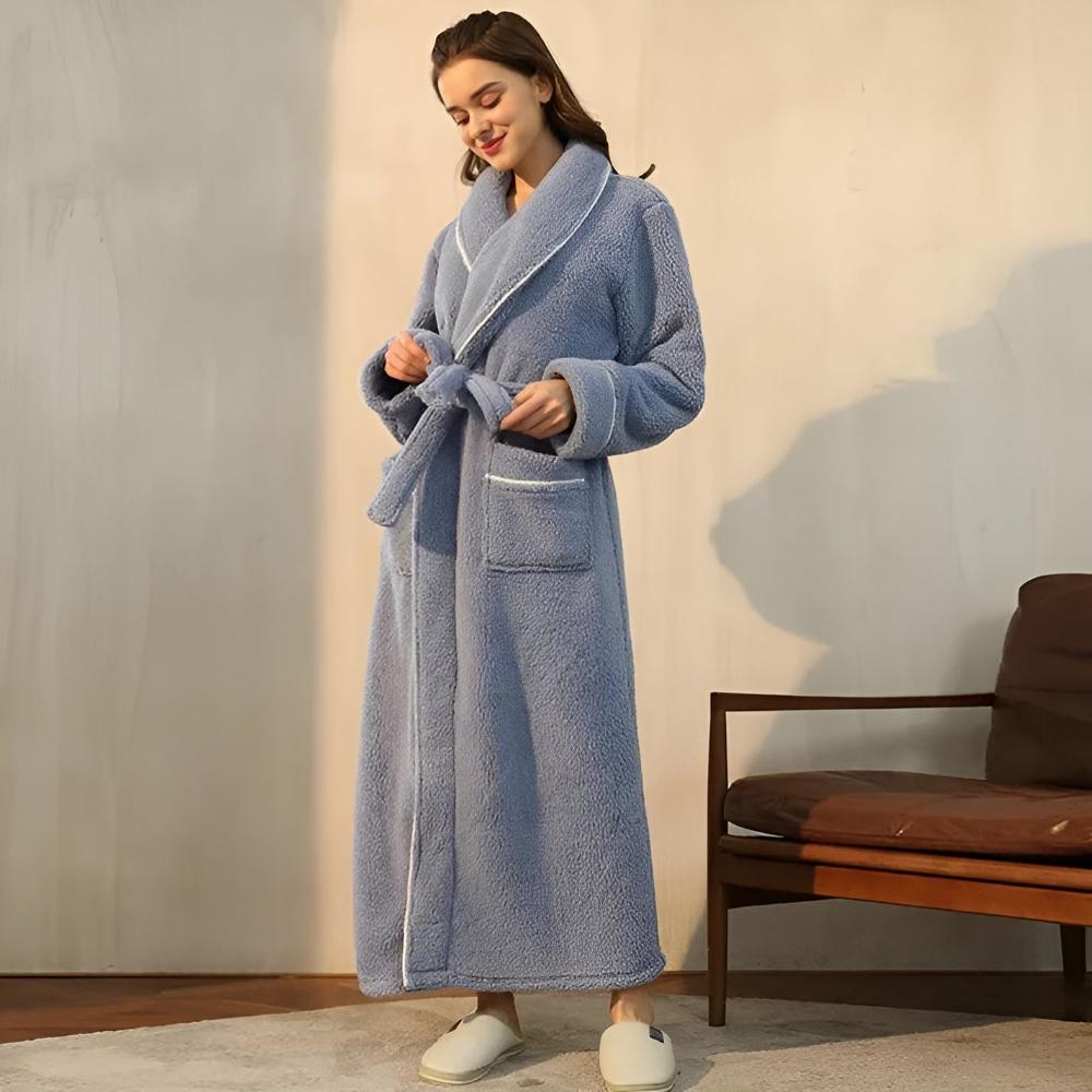 Frances - Women's Sherpa Fleece Hooded Bathrobe