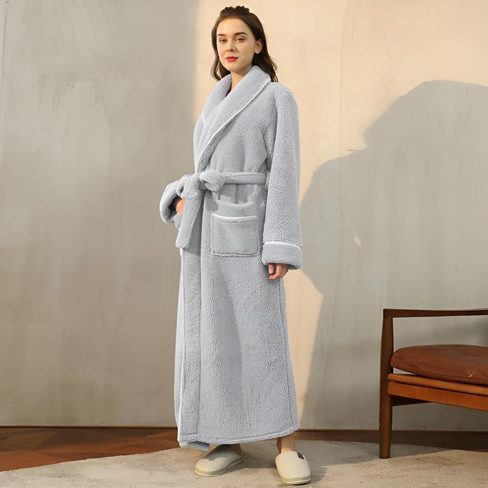 Frances - Women's Sherpa Fleece Hooded Bathrobe