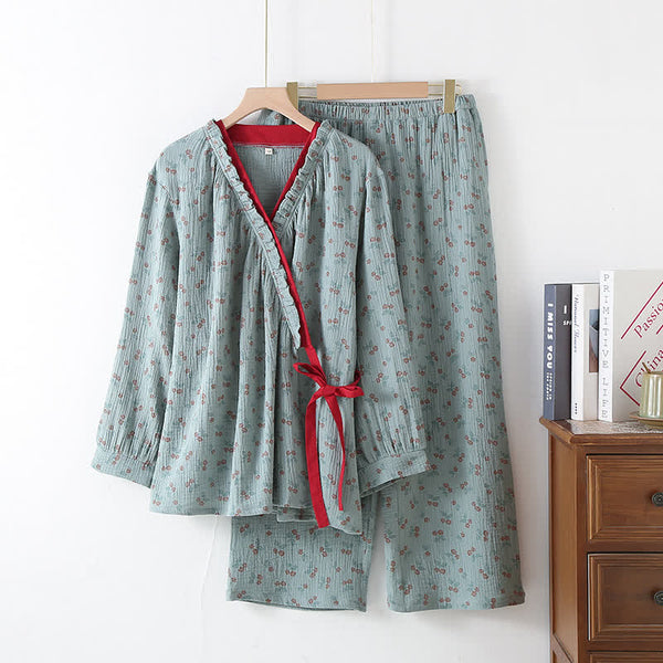 Genevieve - Women's Printed Gauze Two Piece Pajama Set