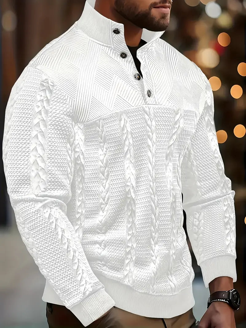 Godfrey - Men's Cable Knit Button Henley Sweater