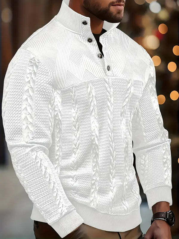 Godfrey - Men's Cable Knit Button Henley Sweater