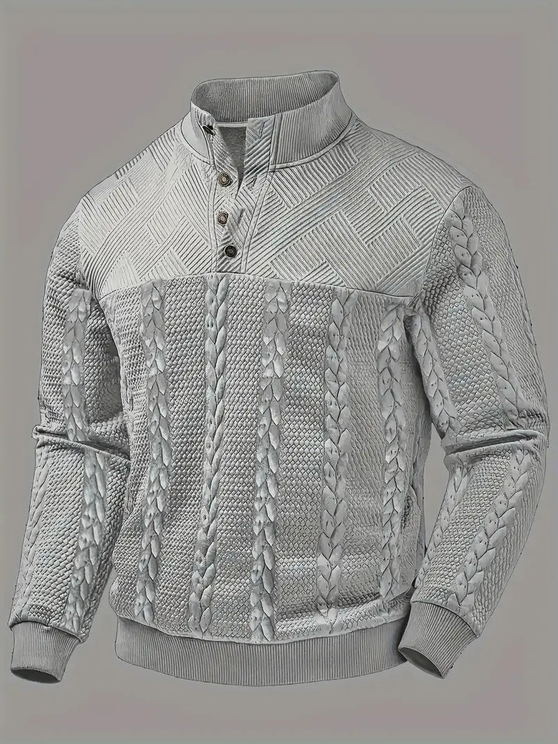 Godfrey - Men's Cable Knit Button Henley Sweater