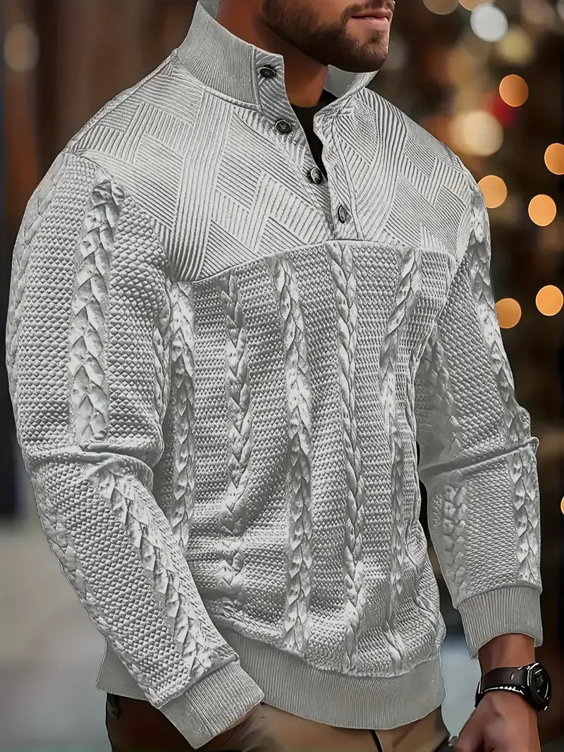 Godfrey - Men's Cable Knit Button Henley Sweater