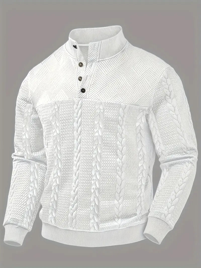 Godfrey - Men's Cable Knit Button Henley Sweater