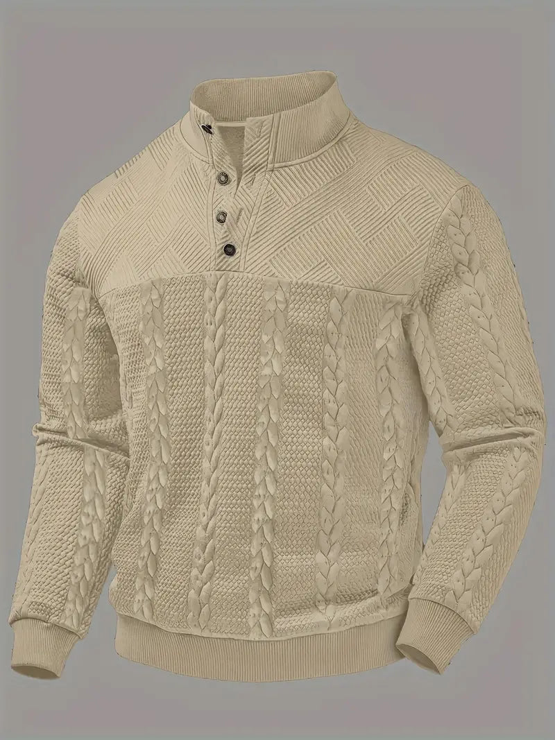 Godfrey - Men's Cable Knit Button Henley Sweater