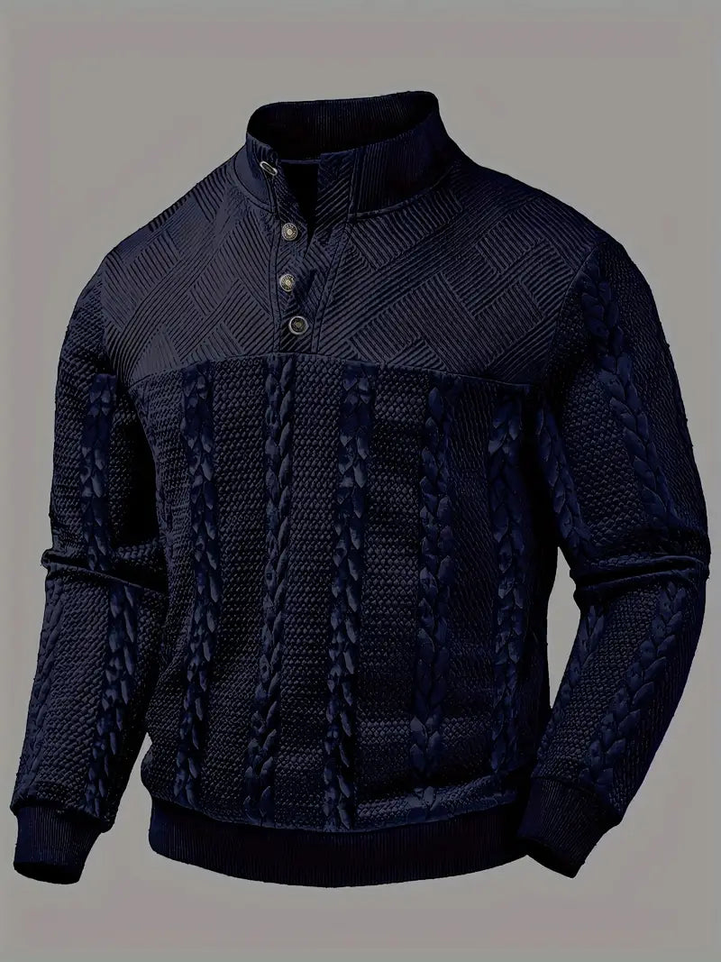 Godfrey - Men's Cable Knit Button Henley Sweater
