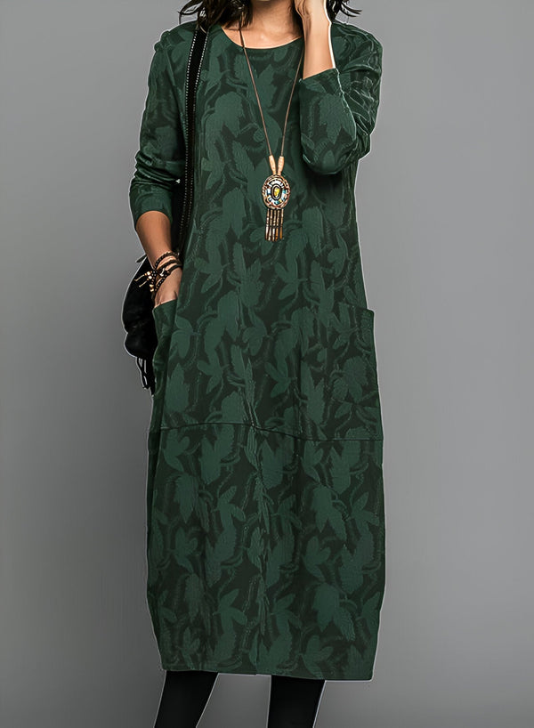 Guinevere - Women's Textured Knit Midi Winter Dress
