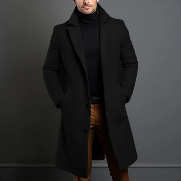 Hamish - Men's Single Breasted Long Overcoat