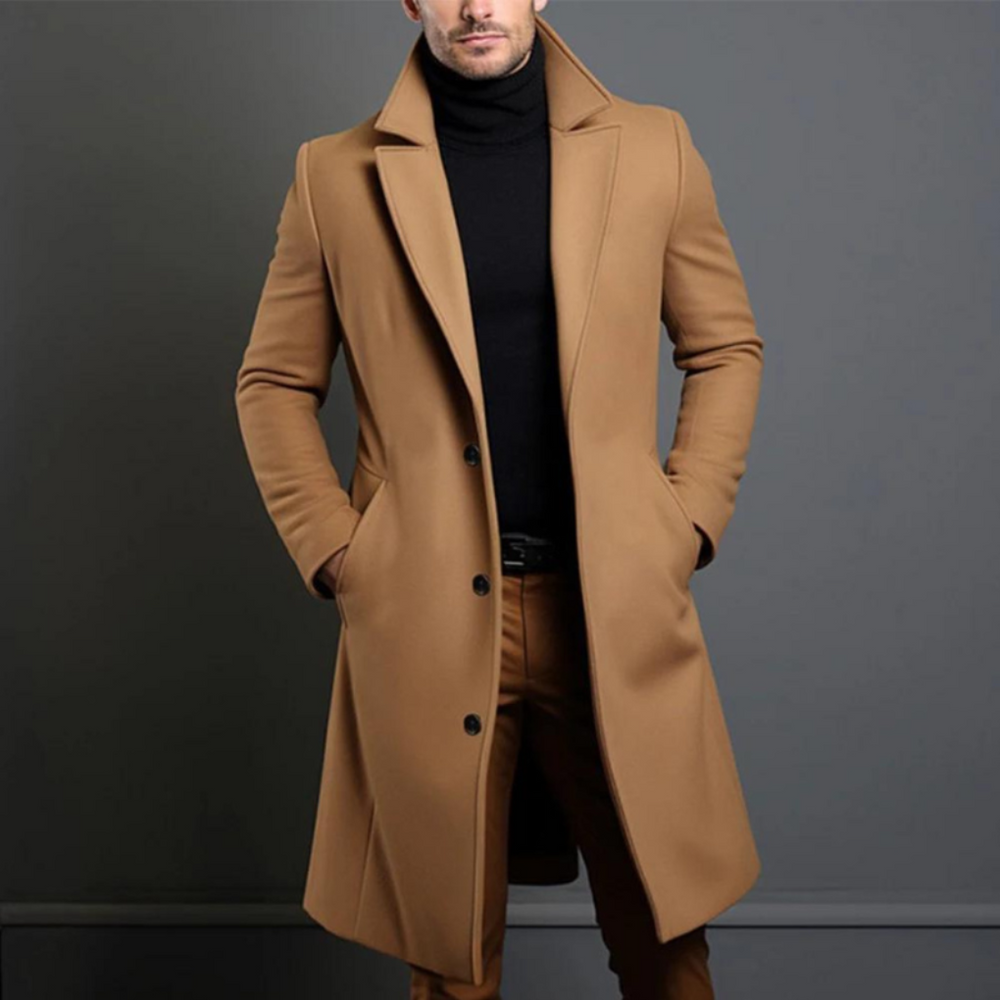 Hamish - Men's Single Breasted Long Overcoat