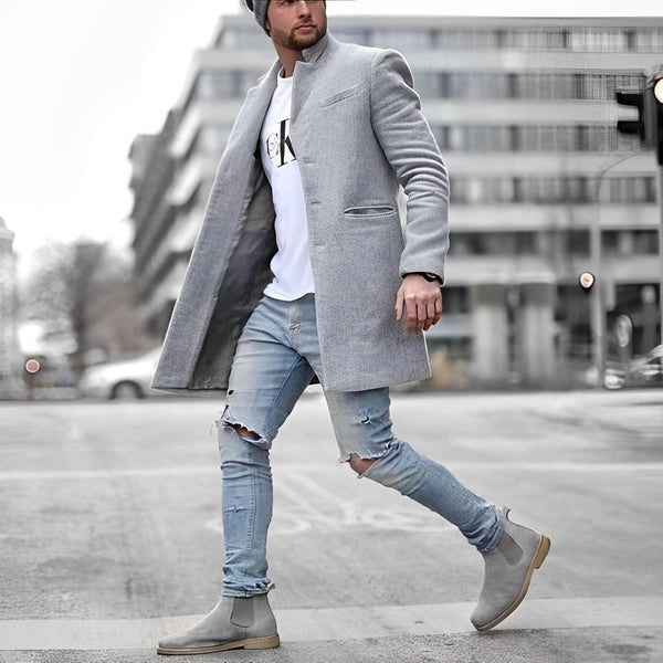Heath - Men's Slim Fit Single Breasted Topcoat