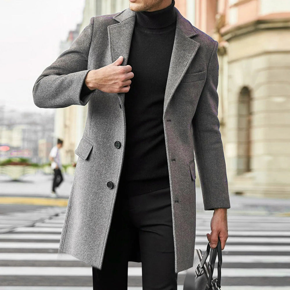 Ignatius - Men's Mid Length Notch Lapel Overcoat