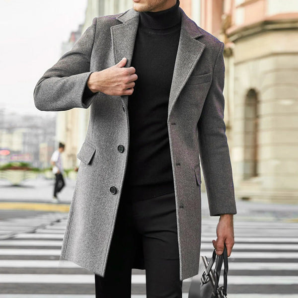 Ignatius - Men's Mid Length Notch Lapel Overcoat