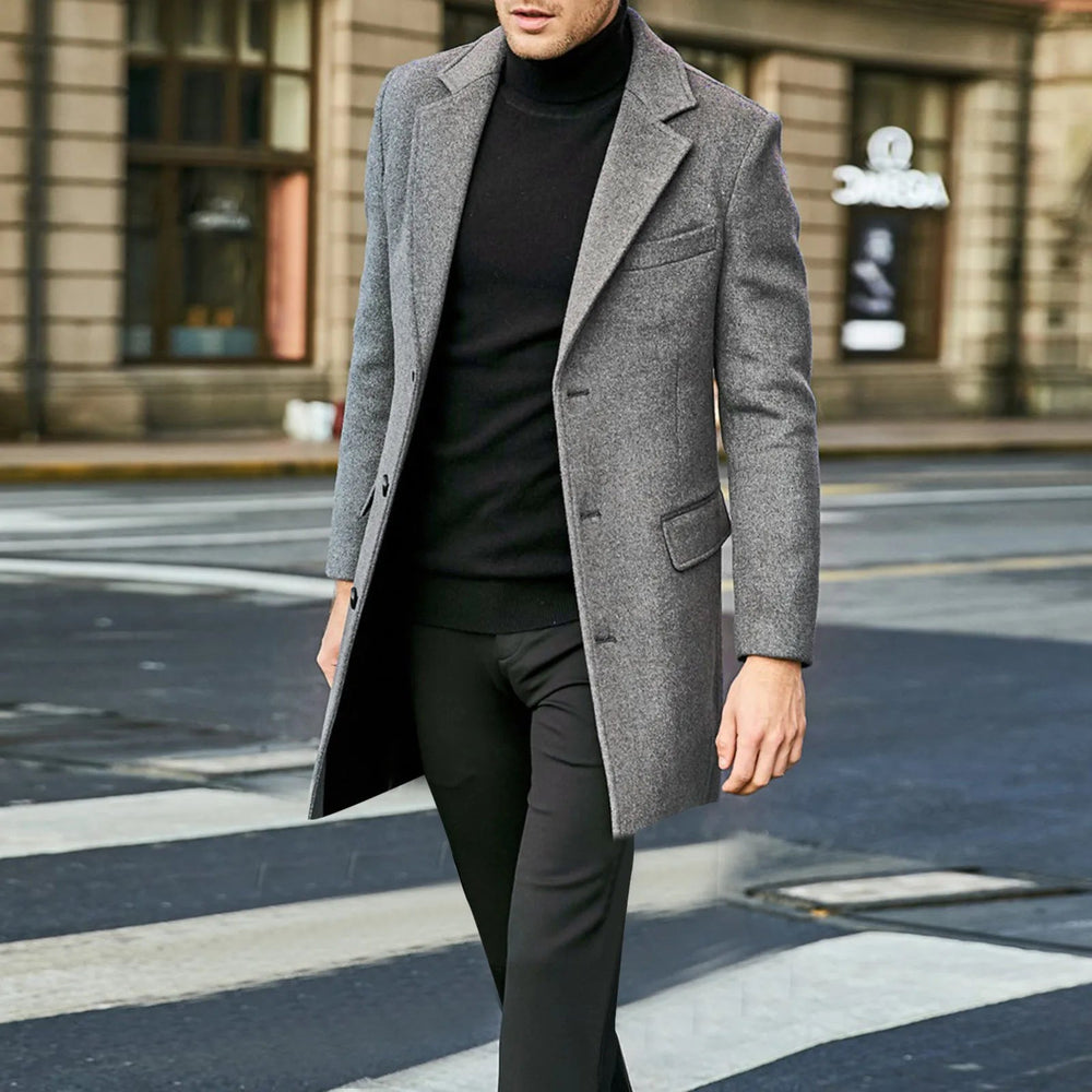 Ignatius - Men's Mid Length Notch Lapel Overcoat