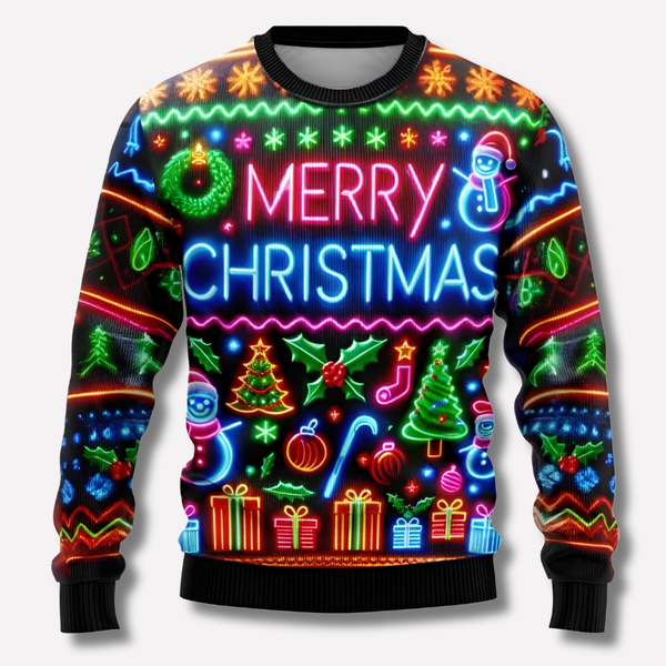 Imogen - Women's Neon Print Ugly Christmas Sweater