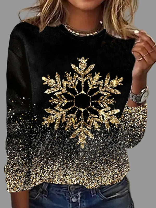 Ingrid - Women's Gold Snowflake Christmas Sweater