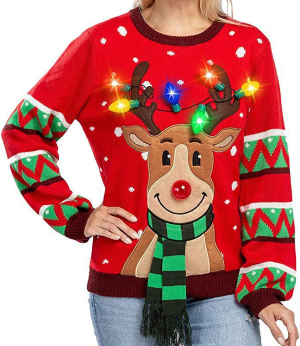 Jemima - Women's Light Up Reindeer Christmas Sweater