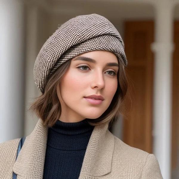 Lark - Women's Houndstooth Knit French Beret