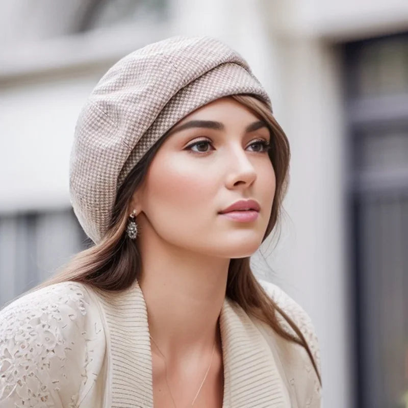 Lark - Women's Houndstooth Knit French Beret