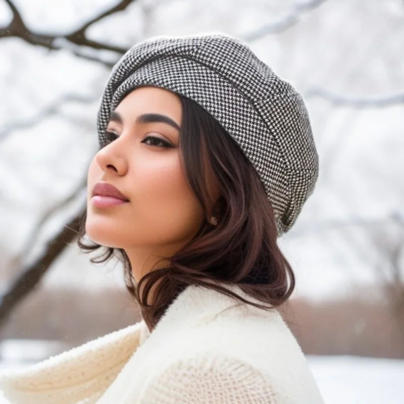Lark - Women's Houndstooth Knit French Beret