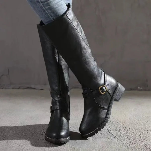 Lila - Women's Orthopedic Buckle Knee High Boots