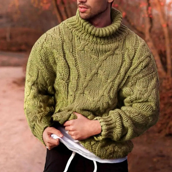 Lionel - Men's Chunky Cable Knit Turtleneck Sweater