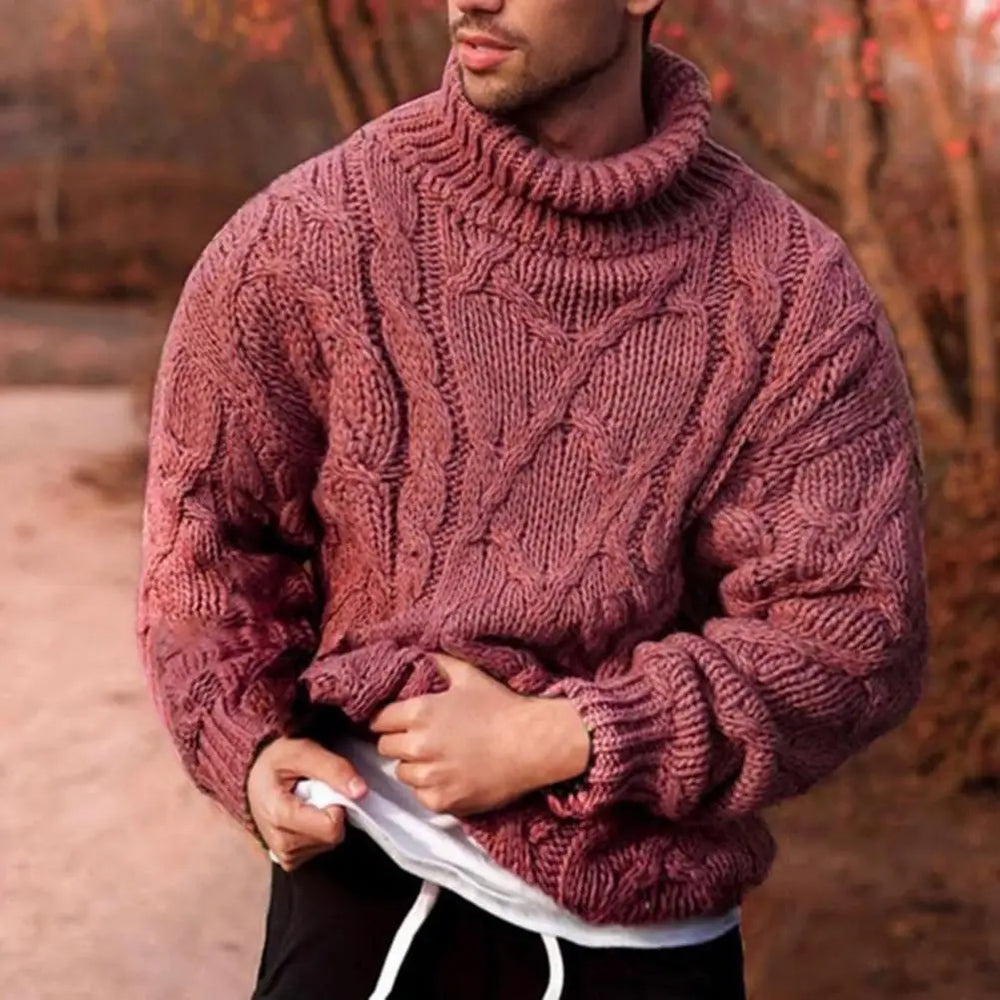 Lionel - Men's Chunky Cable Knit Turtleneck Sweater