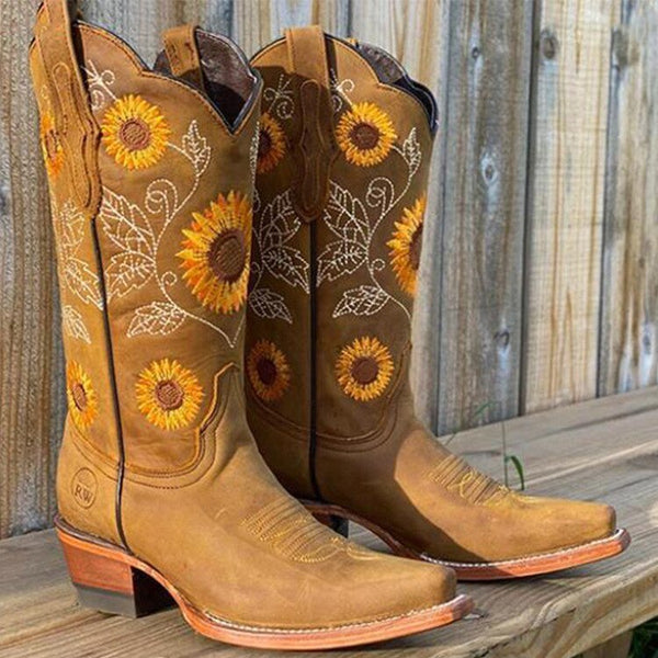 Lorelei - Women's Embroidered Sunflower Western Boots