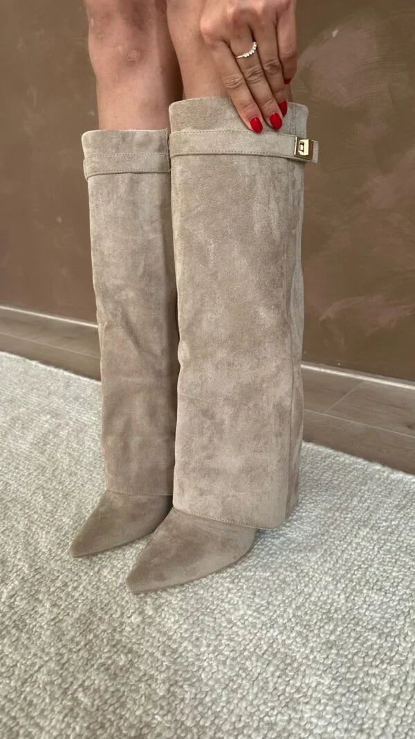 Lucienne - Women's Heeled Suede Knee High Boots