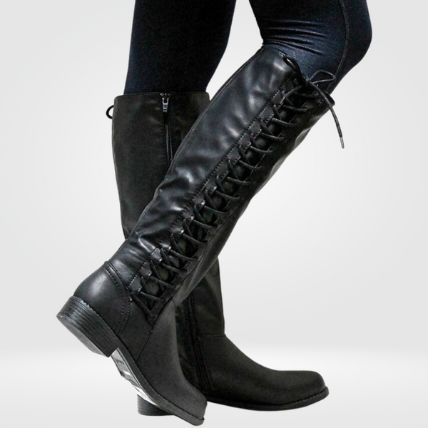Lydia - Women's Lace Up Knee High Combat Boots