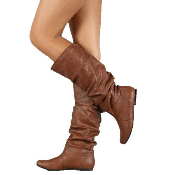 Mabel - Women's Flat Slouch Knee High Boots