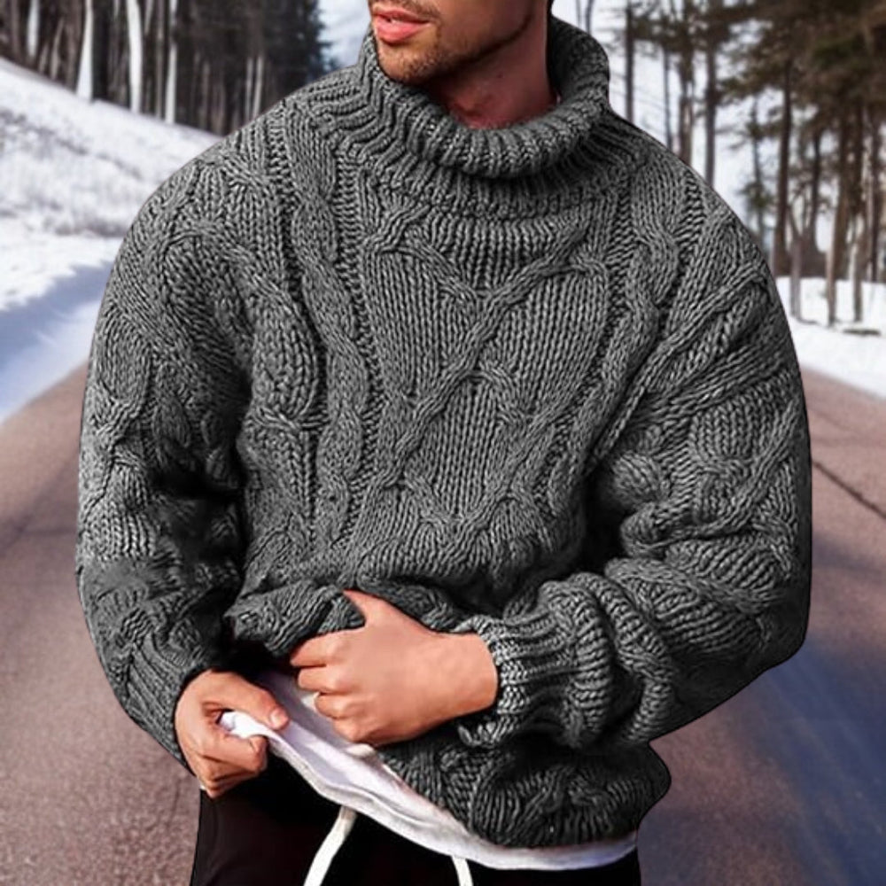 Mathias - Men's Fisherman Cable Turtleneck Sweater
