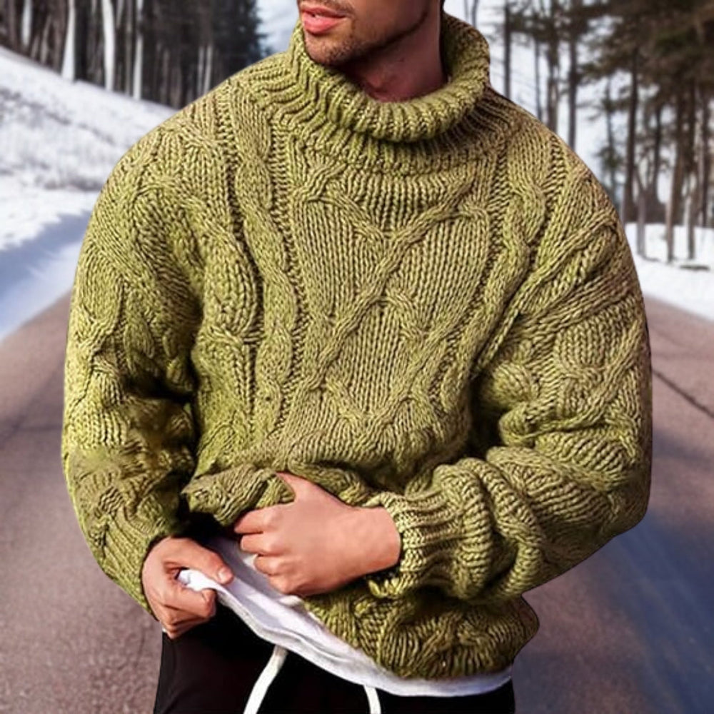 Mathias - Men's Fisherman Cable Turtleneck Sweater
