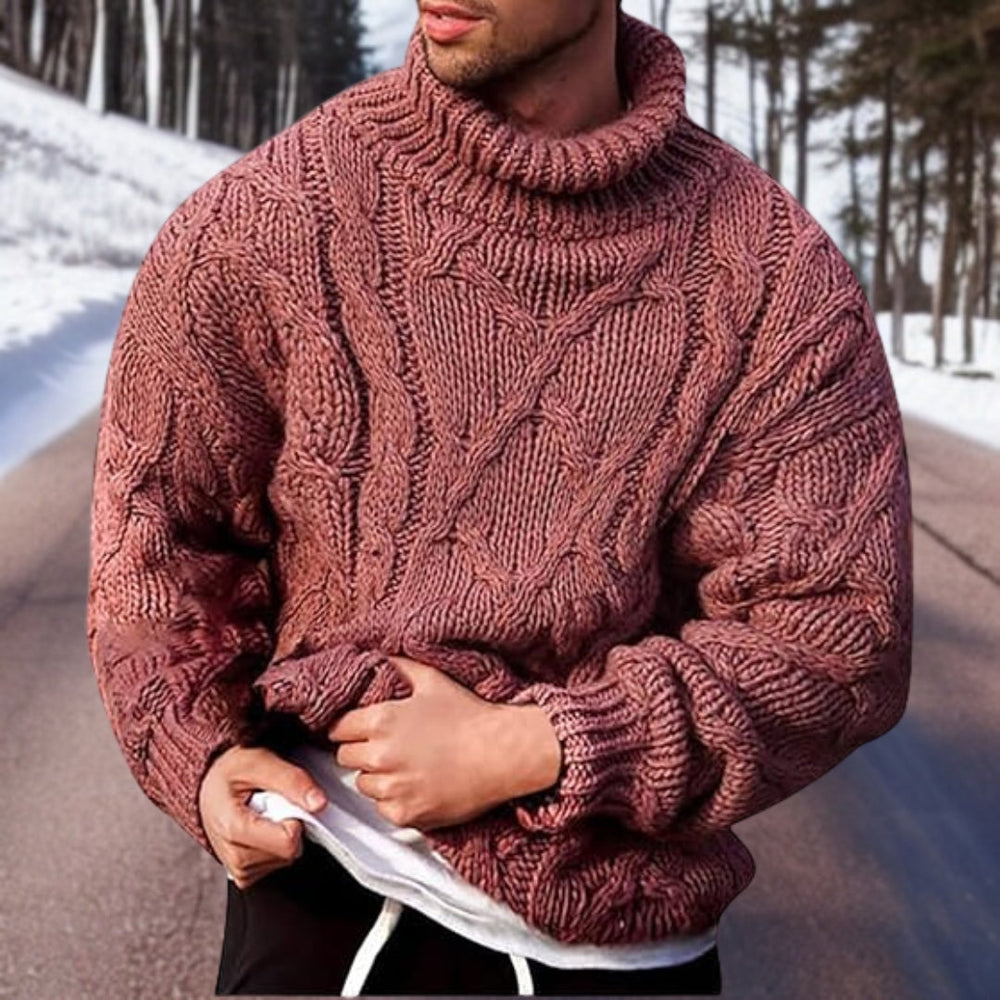 Mathias - Men's Fisherman Cable Turtleneck Sweater