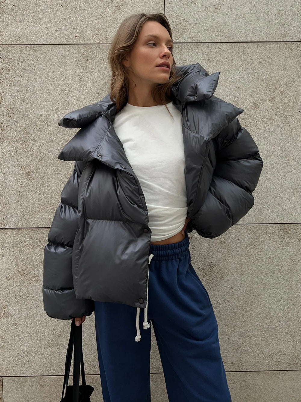 Mavis - Women's Oversized Cropped Puffer Jacket