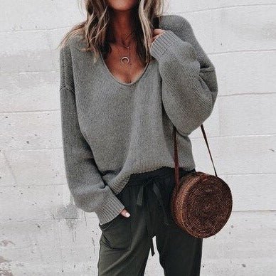 Minerva - Women's Oversized Slouchy V Neck Sweater
