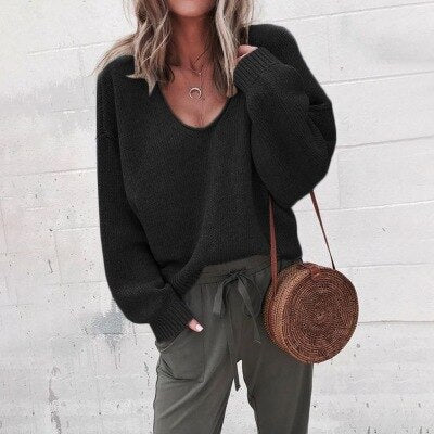Minerva - Women's Oversized Slouchy V Neck Sweater