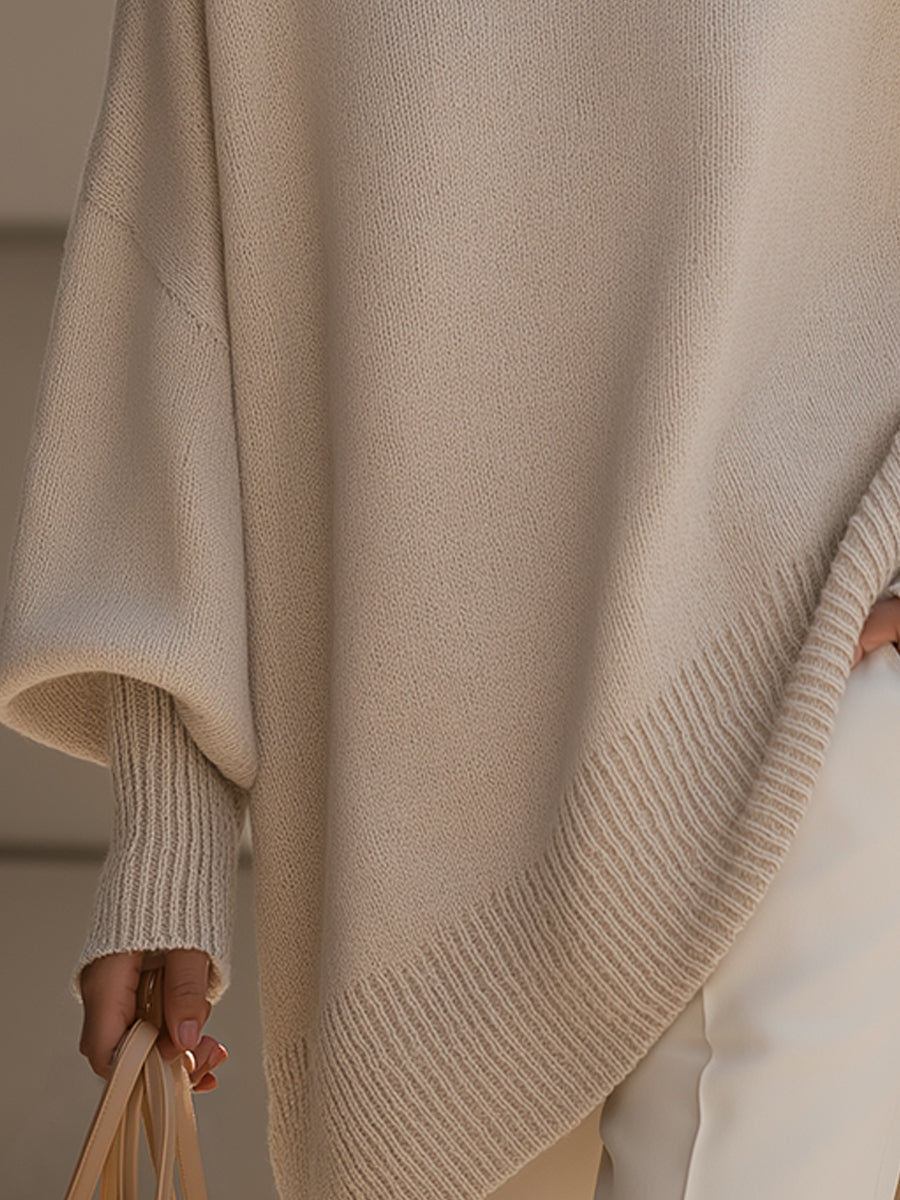 Nadia - Women's Oversized Knit Poncho Cape Sweater