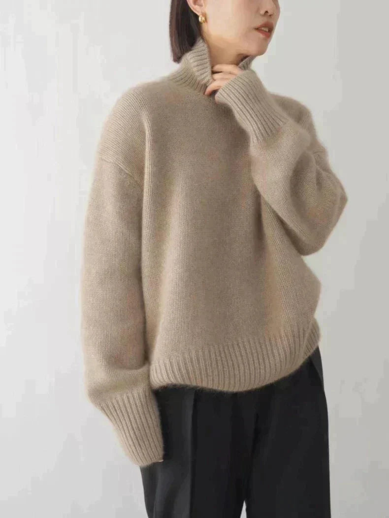 Nadine - Women's Soft Knit Balloon Sleeve Turtleneck