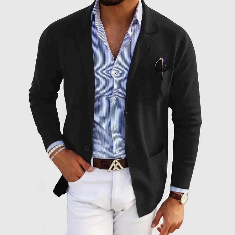 Nathaniel - Men's Knit Blazer Cardigan With Pockets
