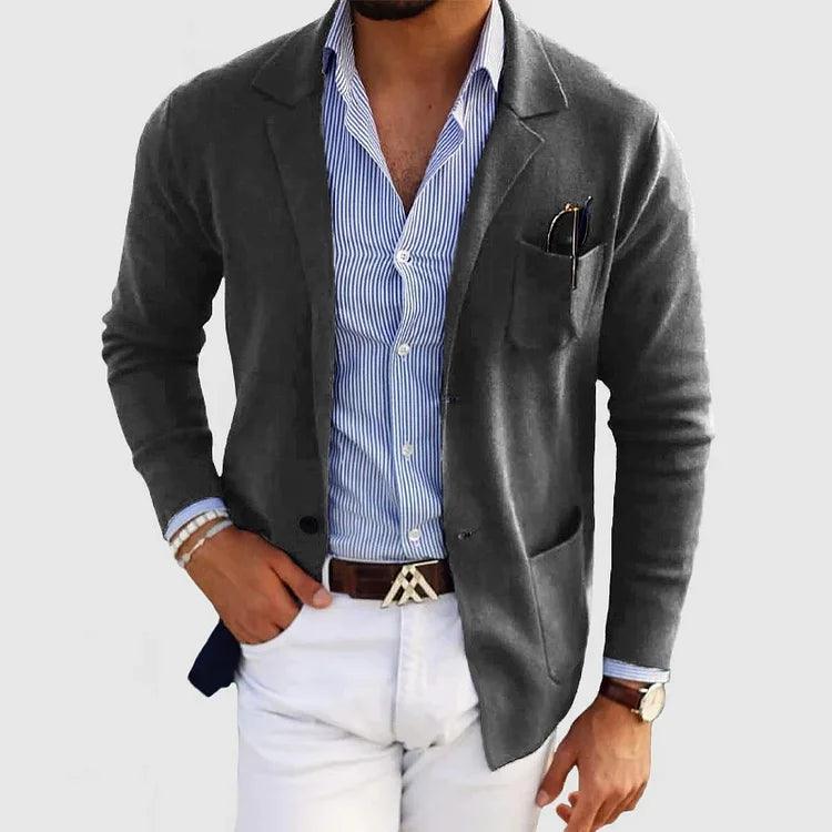 Nathaniel - Men's Knit Blazer Cardigan With Pockets