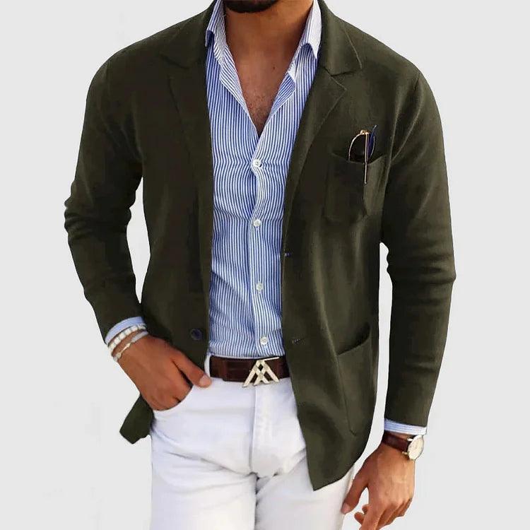 Nathaniel - Men's Knit Blazer Cardigan With Pockets