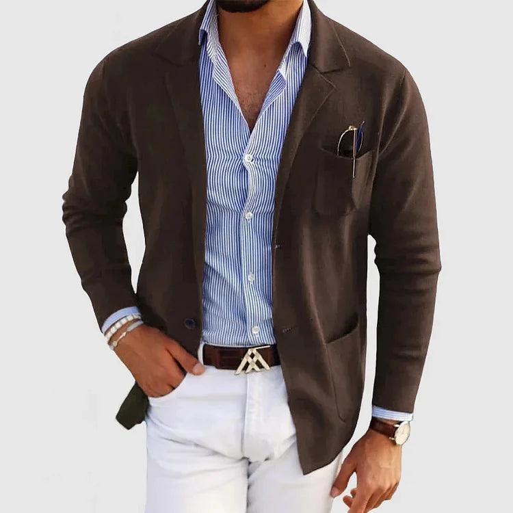 Nathaniel - Men's Knit Blazer Cardigan With Pockets